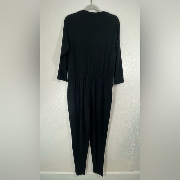 Garnet Hill Black Traverse Knit Jumpsuit Black Women’s Small Pockets Drawstring - Picture 10 of 13